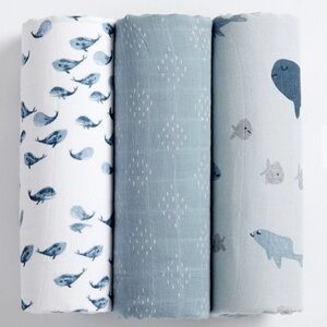 Pottery Barn Kids Jack Whale Organic Muslin Swaddle Set
